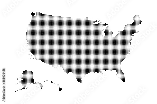 USA map made by dots and points. Dotty map of United State of America. Vector illustration.