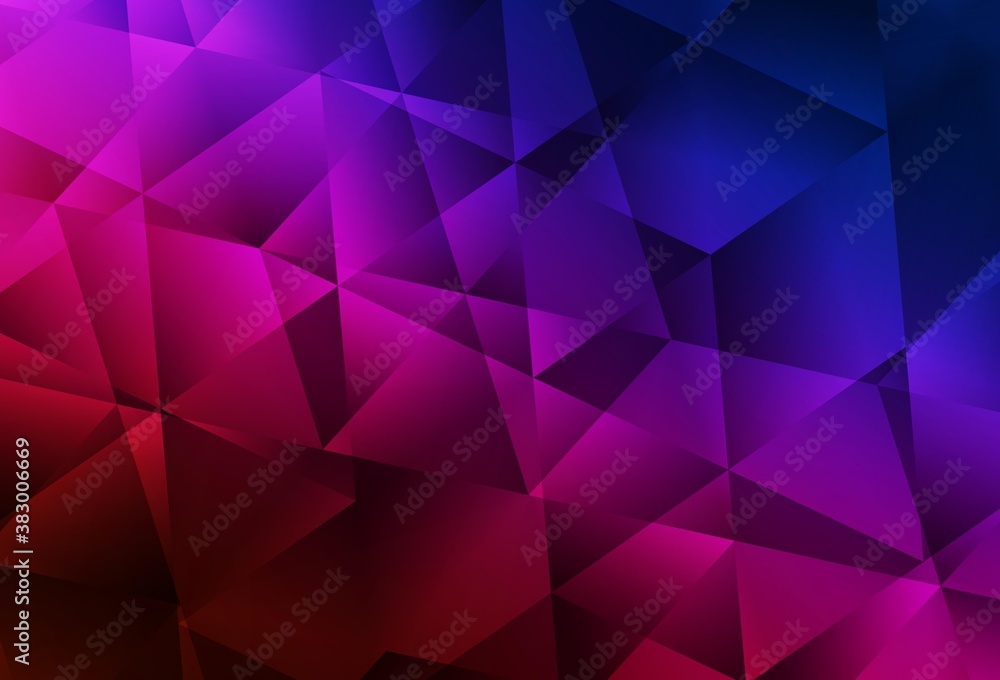 Dark Blue, Red vector gradient triangles pattern.