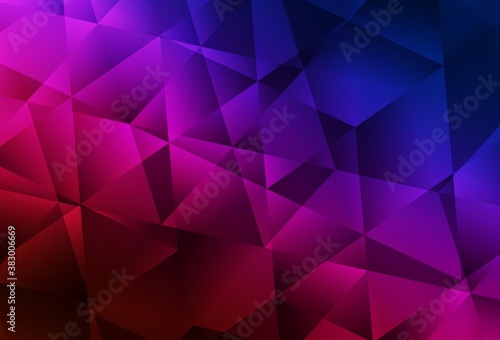 Dark Blue, Red vector gradient triangles pattern.