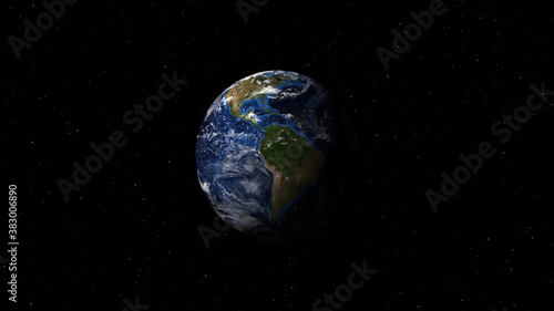 Planet earth from space. Day to night realistic world globe spinning slowly animation. full revolution of the planet around its axis.(Elements of this image furnished by NASA.)
