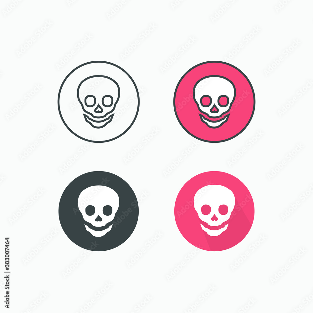 4 different style of skull icons 4 different style of skull icons