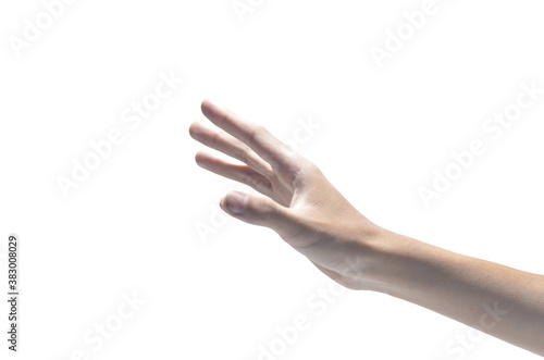 Hand Trying To Reach Something on Isolated White Background