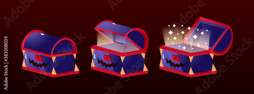 Set of fantasy gui treasure chest box with Halloween theme vector illustration