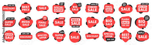 Set of sale tags and labels, template shopping labels. Blank, discount and price tags on paper. Special offer. Vintage. Vector illustration.