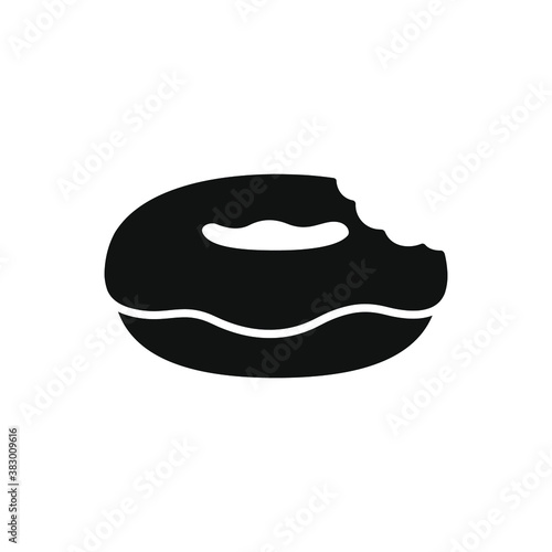 Plain donut with bite silhouette. Simple flat vector icon illustration.