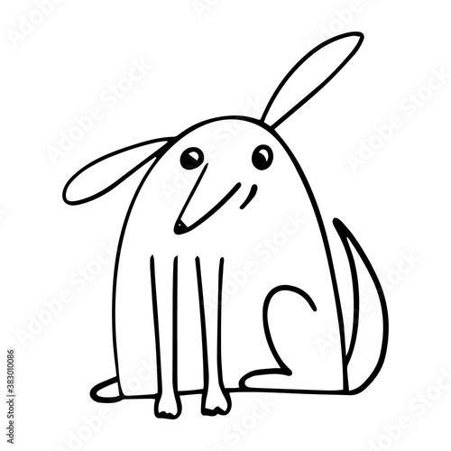 Vector illustration of a hand drawing of a cheerful dog. Can be used for baby t-shirt print, fashion print design, kids wear, baby shower celebration greeting and invitation card.