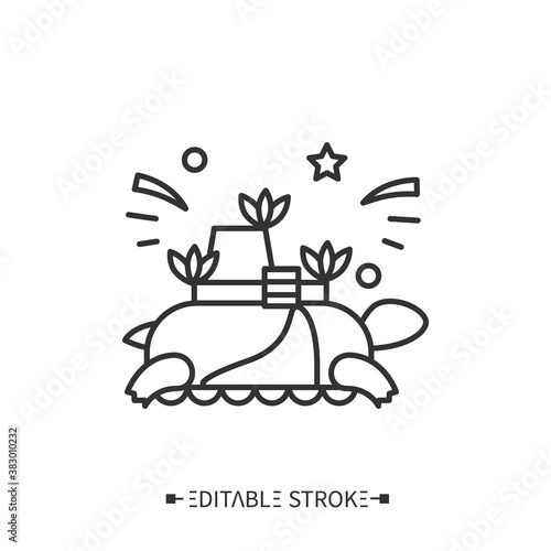 Carnival float line icon. Decorated festive movable platform, element of carnival parade.Sambadrome. Brazilian carnival, public festival in Rio de Janeiro.Isolated vector illustration.Editable stroke 