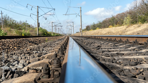 Railroad tracks close up