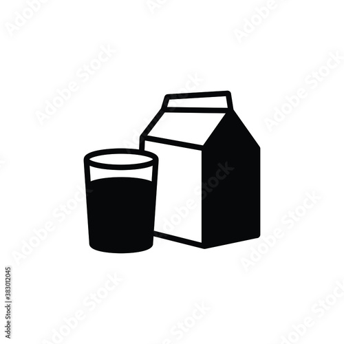 Milk box and glass icon vector isolated on white, logo sign and symbol.