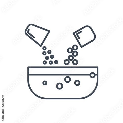 Thin line icon pouring, mixing ingredients