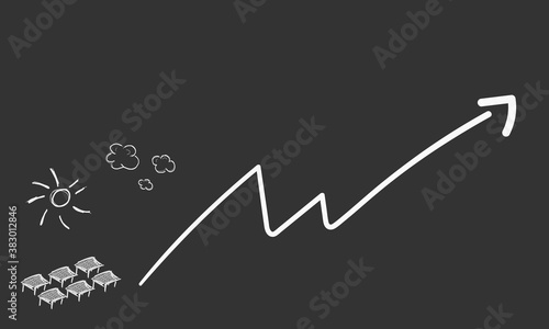 Solar Solarenergie Sonnenenergie Wachstum Anstieg Zeichnung Skizze