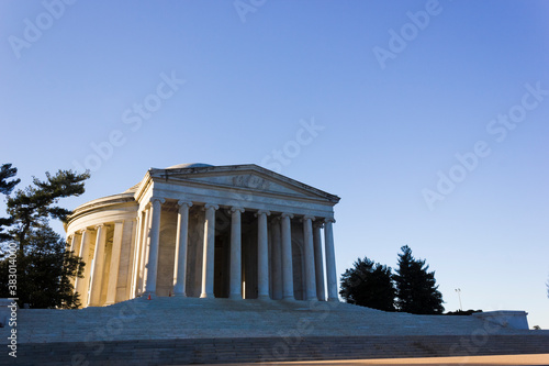 Early morning view of the Roman Pantheon styled Thomas Jefferson Memorial, Tidal Basin, West Potomac Park, Washington DC