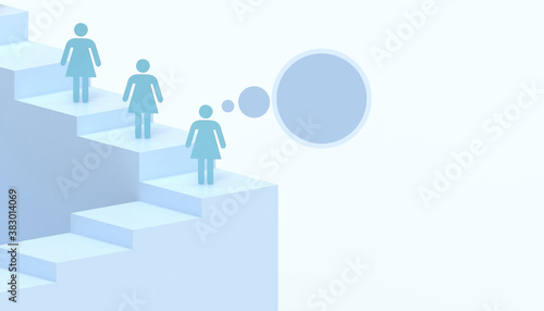 Leadership Business concepts and Stair with people symbol on blue background. paper art- 3d rendering