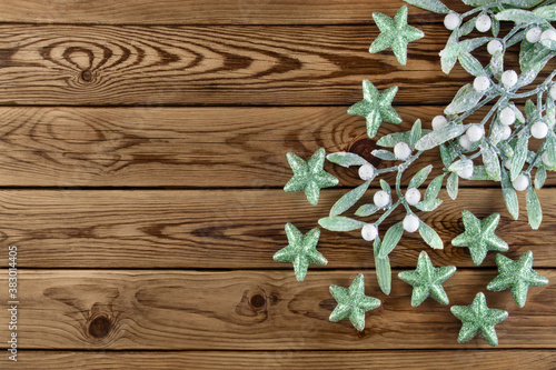 Green Christmas decoration and stars