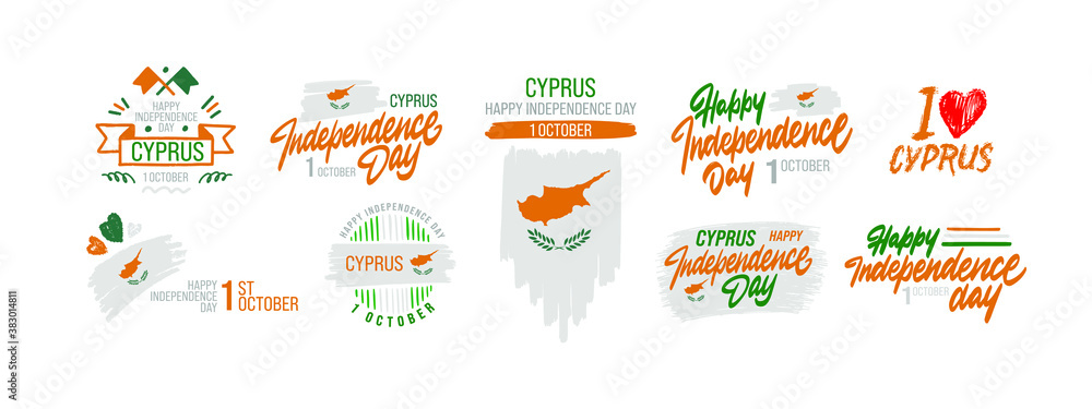 Set of Happy independence day of Cyprus banner design. vector illustration for greeting cards, posters, invitations, brochures