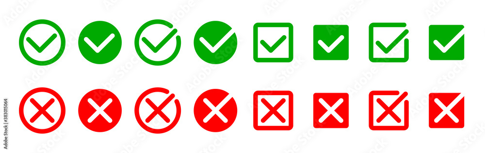 Check mark icon set. Modern symbols on white background. Vector illustration Check mark icon set. Modern symbols on white background. Vector illustration