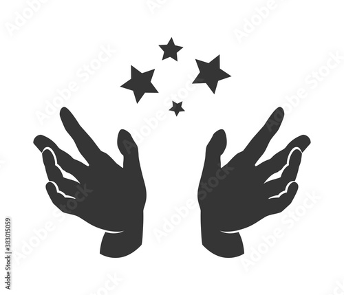 hand's magician icon. hand with stars vector