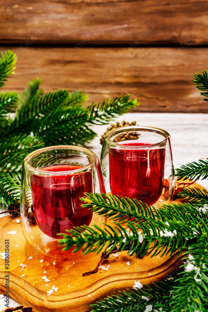 New Year Festive berries liqueur or tincture as ingredient for preparation alcohol cocktail New Year Festive berries liqueur or tincture as ingredient for preparation alcohol cocktail