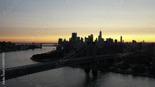 Brooklyn, NY, USA - October 15, 2020 : Aerial of Williamsburg, Brooklyn at night photo