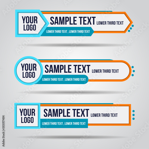 Lower third colorful tv design template modern contemporary. Set of banners bar screen broadcast bar name. Collection of lower third for video editing on transparent background.