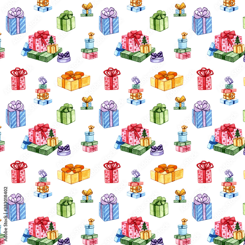Colorful pattern with the image of gifts