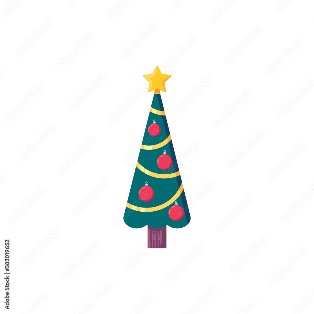 Xmas tree with garlands and star flat icon, vector sign, Festive Christmas tree colorful pictogram isolated on white. Symbol, logo illustration. Flat style design Xmas tree with garlands and star flat icon, vector sign, Festive Christmas tree colorful pictogram isolated on white. Symbol, logo illustration. Flat style design