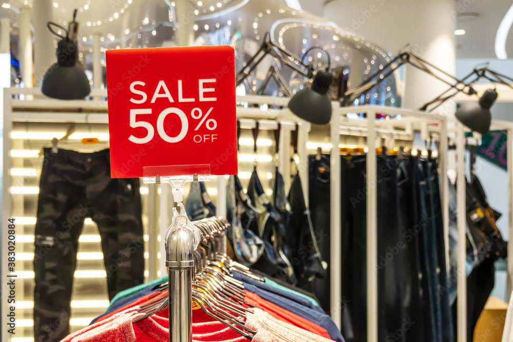Sales promotion of men fashion clothes retail store in shopping