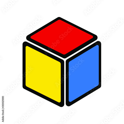 Quadro su tela Rubik cube on white background