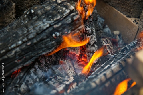 Outdoor barbecue, open fires, Whitefish, Montana