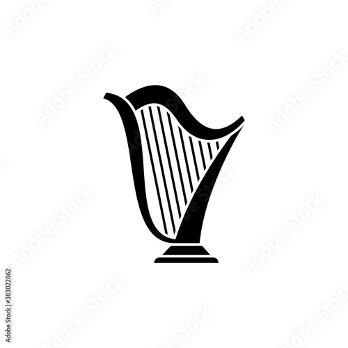 Harp string musical instrument, vector isolated icon.