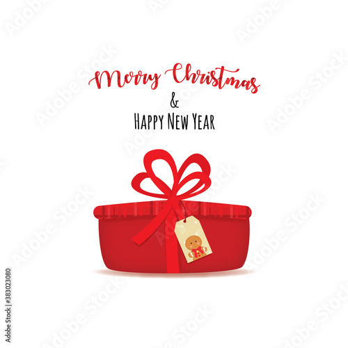 buon natale  e felice anno nuovo con pacco regalo isolato