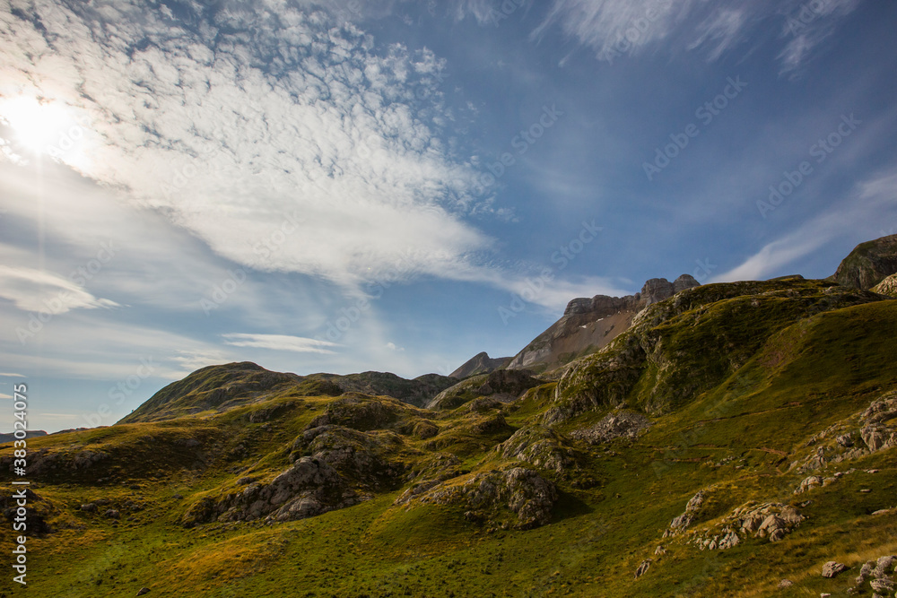 Summer mountain landscape near Aguas Tuertas and Ibon De Estanes, Pyrenees, Spain