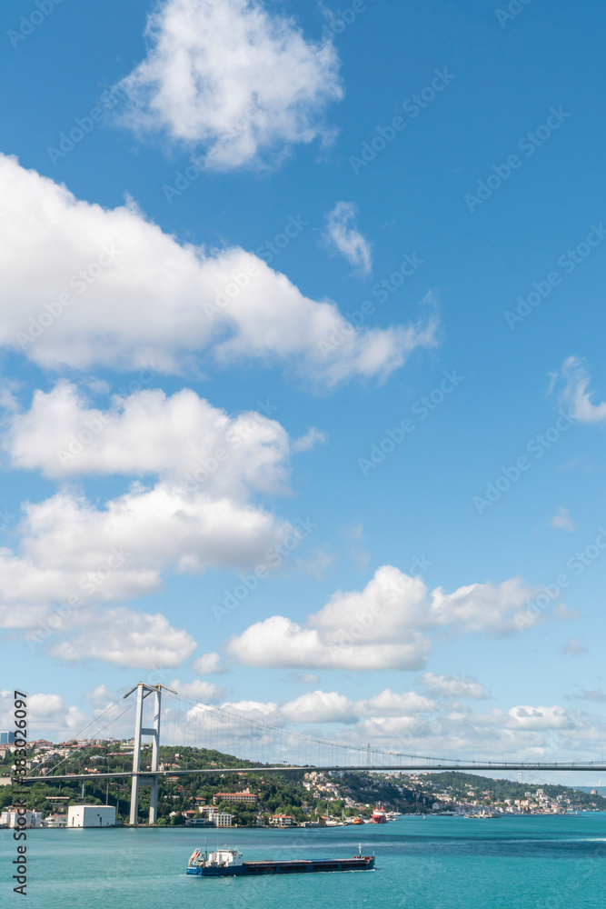 Bosporus Bridge under beautiful sky in a sunny day