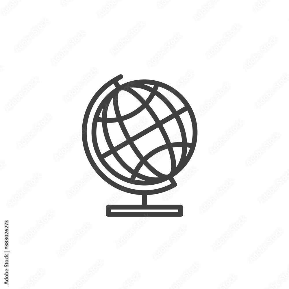 World globe line icon. linear style sign for mobile concept and web ...