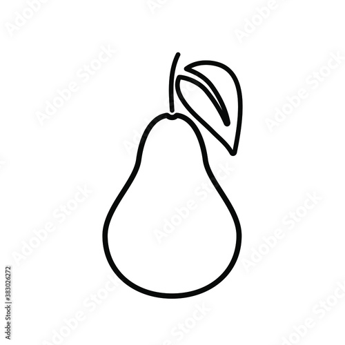 Pear vector icon outline style on white background