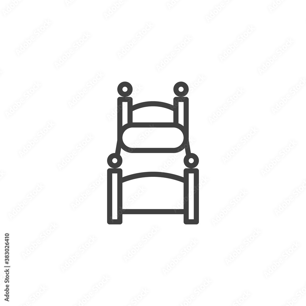 Single hotel room line icon. linear style sign for mobile concept and web design. Bed for one person outline vector icon. Symbol, logo illustration. Vector graphics Single hotel room line icon. linear style sign for mobile concept and web design. Bed for one person outline vector icon. Symbol, logo illustration. Vector graphics