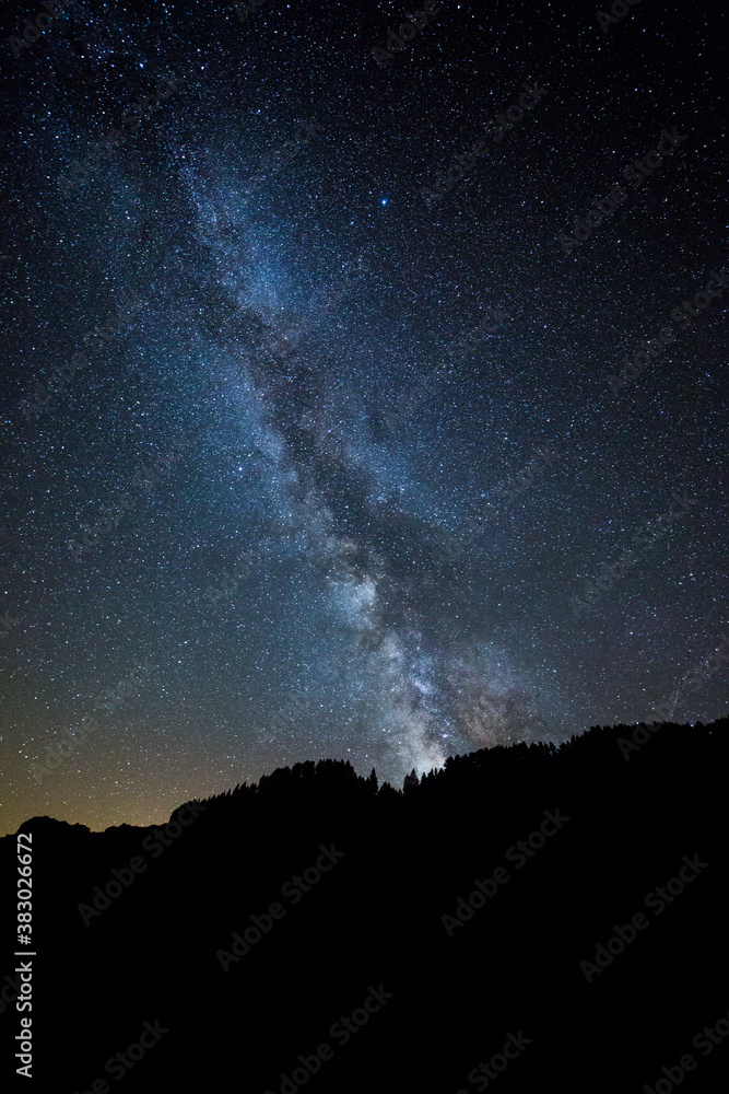 Summer Milky Way in Pedraforca mountain, Barcelona, Pyrenees, Catalonia, Spain