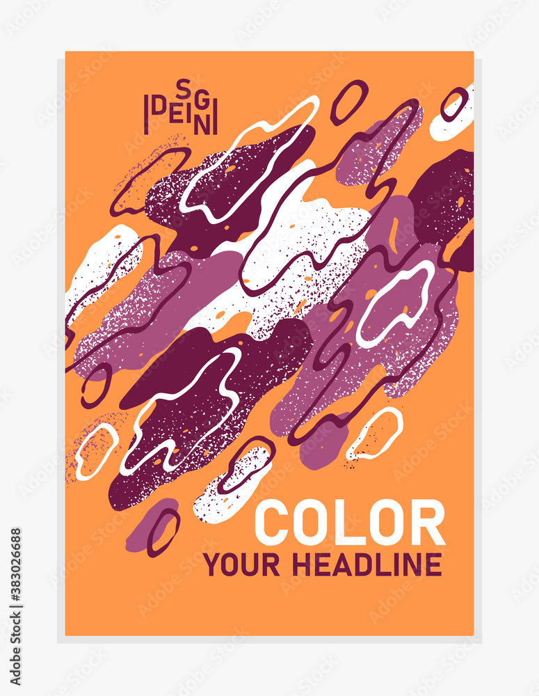 Obraz premium Artistic brochure vector abstract design with hand drawn elements, stylish colorful art abstraction cover for book magazine or flyer, leaflet or advertising poster template.