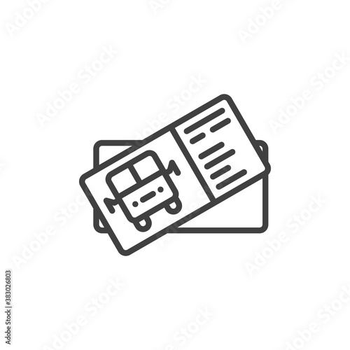 Bus tickets line icon. linear style sign for mobile concept and web design. Travel ticket outline vector icon. Symbol, logo illustration. Vector graphics