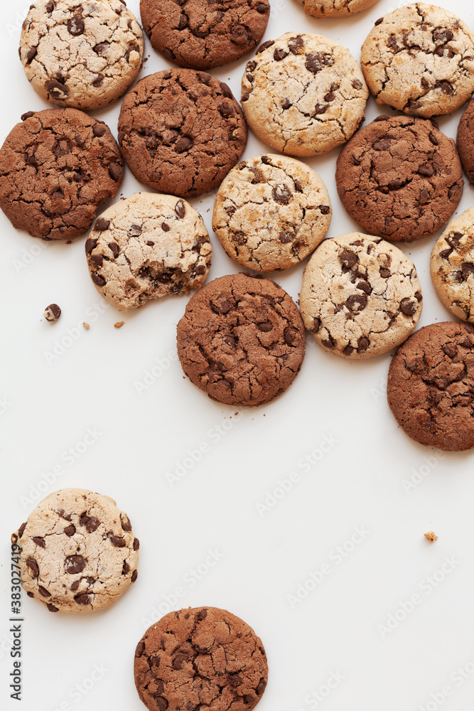 chocolate chip cookies on white background chocolate chip cookies on white background