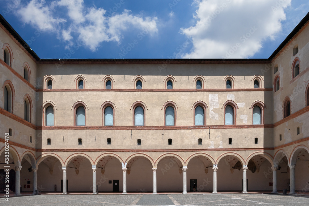 Rocchetta courtyard in Sforzesco Castle in Milan