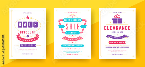 Sale banners or posters templates design with abstract circles discount messages vector illustration