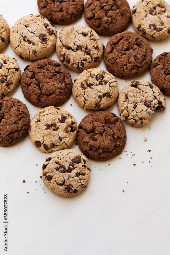 chocolate chip cookies on white background chocolate chip cookies on white background