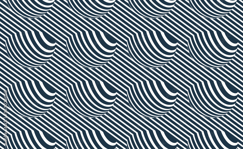 Hemispheres lined optical illusion seamless pattern, vector repeat ...