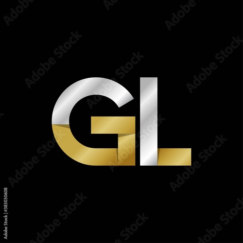 GL initial letter logo, simple shade, gold silver color