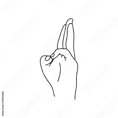 Mudra - Varun. Hands vector illustration. Yogic hand gesture. Black and white linear style. photo