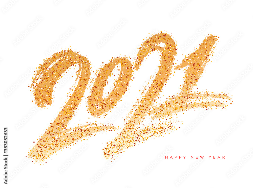 2021. Happy New Year.Vector gold glitter lettering greeting card. 2021. Happy New Year.Vector gold glitter lettering greeting card.