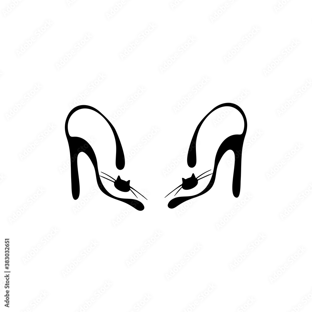Cats - vector silhouette, black and white icons, stickers Cats - vector silhouette, black and white icons, stickers