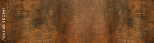Grunge orange brown rusty dark rust metal stone background texture banner panorama