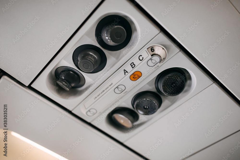 Passenger dashboard control with air conditioner and lights. Passenger dashboard control with air conditioner and lights.